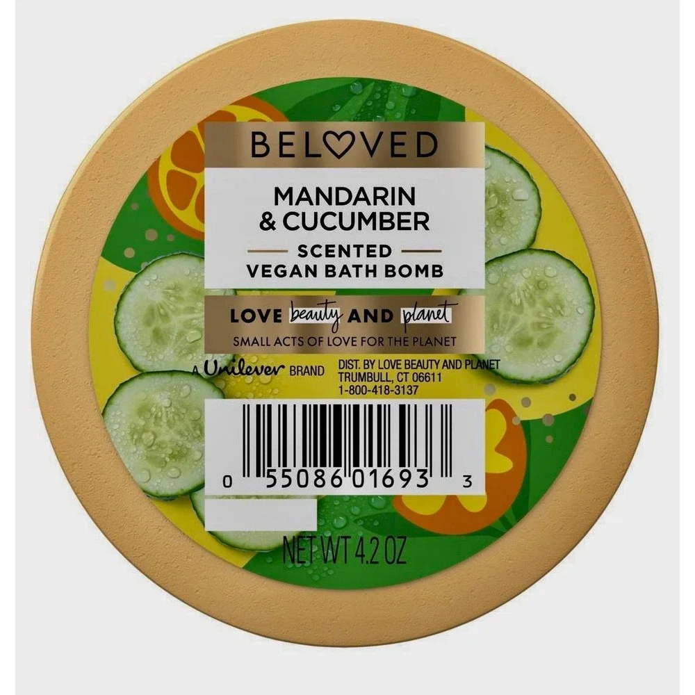 * Beloved Mandarin & Cucumber‎ Water BathBomb - 4.2oz NEW & SEALED*
